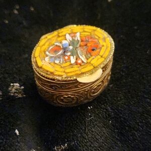 Micro mosaics vintage tin box.